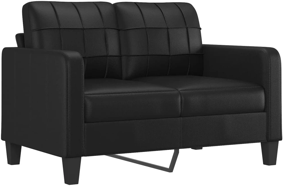 Sofa Sofos komplektas su pagalvėmis, 3 dalių, juodas, dirbtinė oda