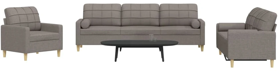 Sofa Sofos komplektas su pagalvėmis, 3 dalių, taupe, audinys