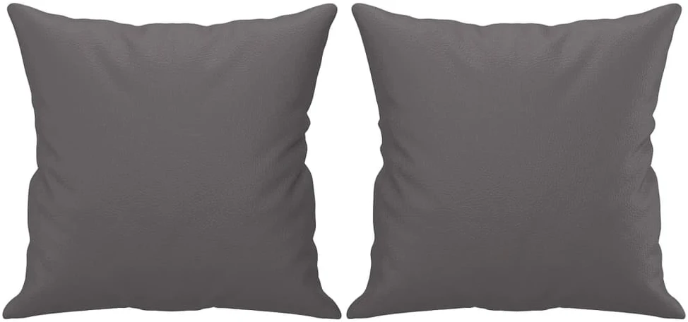 Sofa Sofos komplektas su pagalvėmis, 3 dalių, pilkas, dirbtinė oda