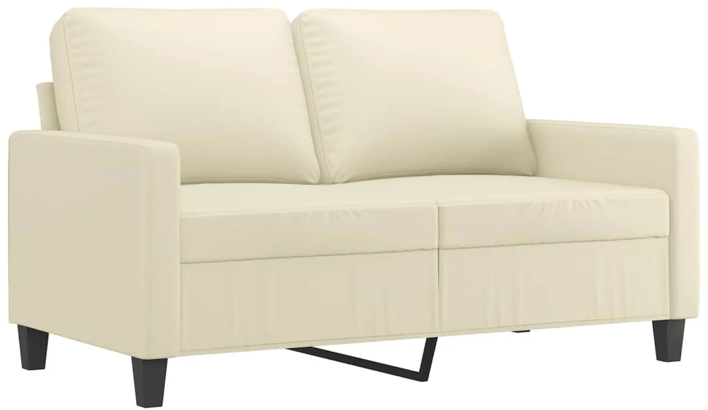 Sofa Sofos komplektas su pagalvėmis, 3 dalių, kreminis, dirbtinė oda