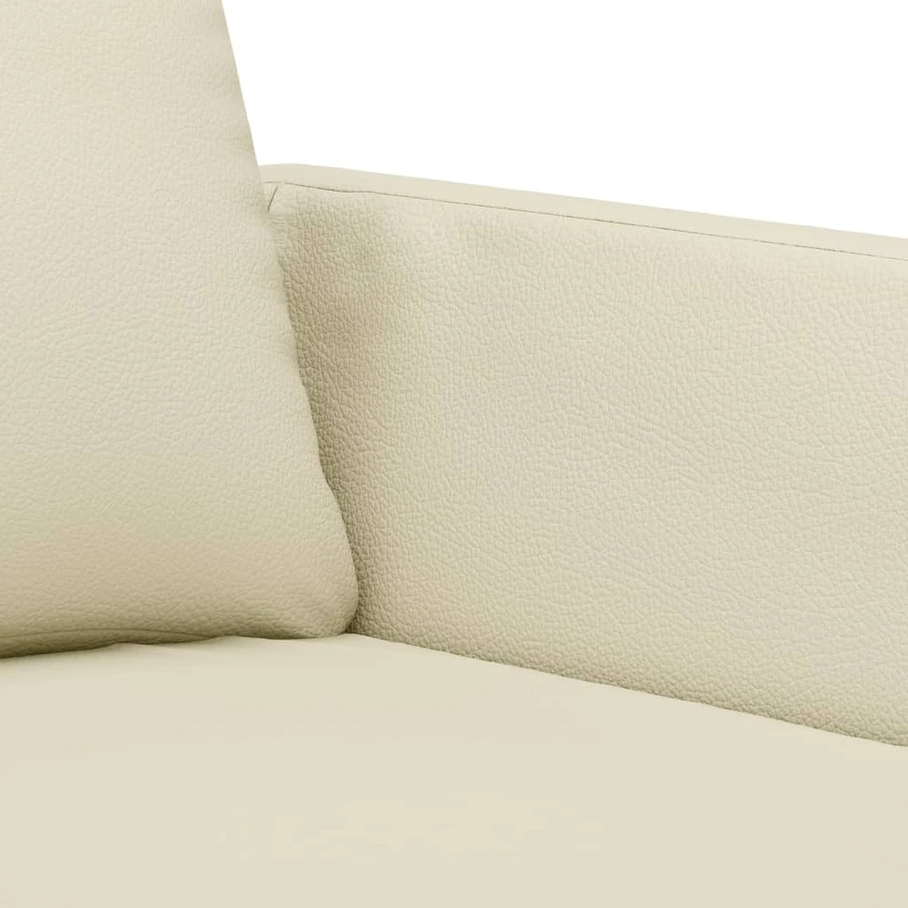 Sofa Sofos komplektas su pagalvėmis, 3 dalių, kreminis, dirbtinė oda