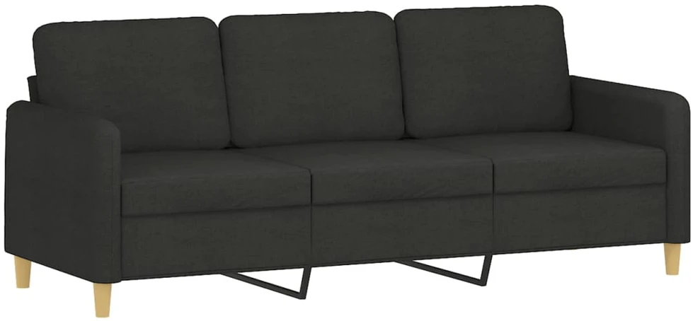 Sofa Sofos komplektas su pagalvėmis, 3 dalių, juodas, audinys