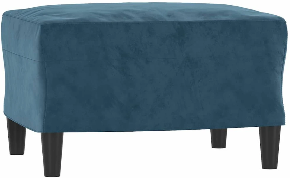 Sofa Sofos komplektas su pagalvėmis, 3 dalių, mėlynas, aksomas
