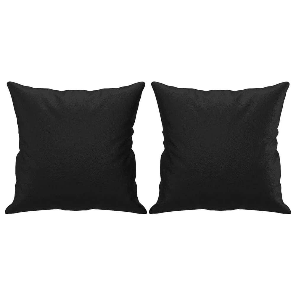 Sofa Sofos komplektas su pagalvėmis, 3 dalių, juodas, dirbtinė oda