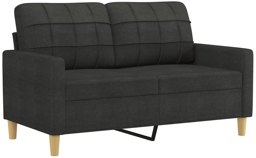 Sofa Sofos komplektas su pagalvėmis, 3 dalių, juodas, audinys