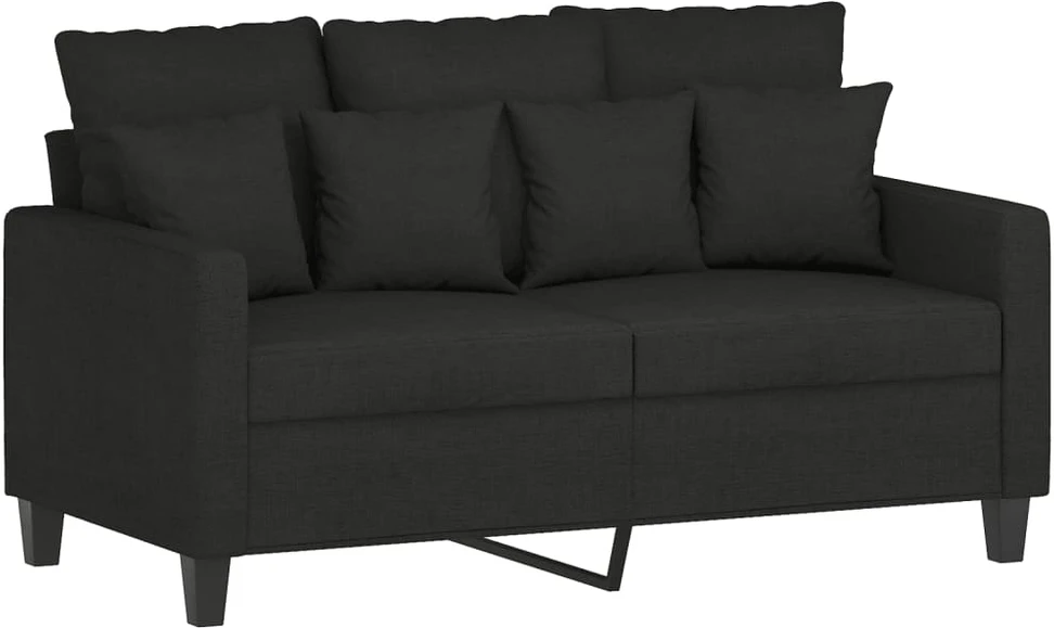 Sofa Sofos komplektas su pagalvėmis, 3 dalių, juodas, audinys