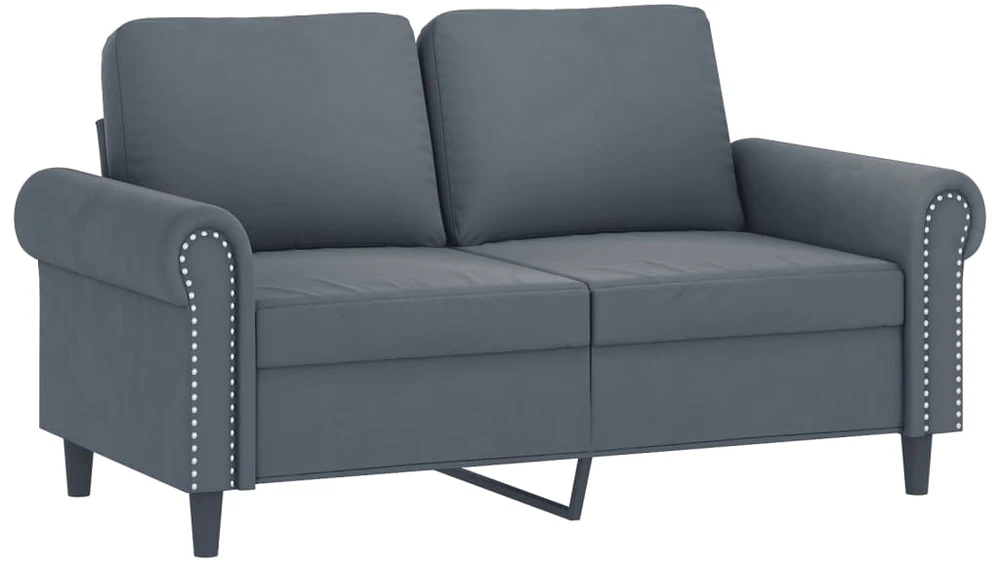 Sofa Sofos komplektas su pagalvėmis, 3 dalių, pilkas, aksomas