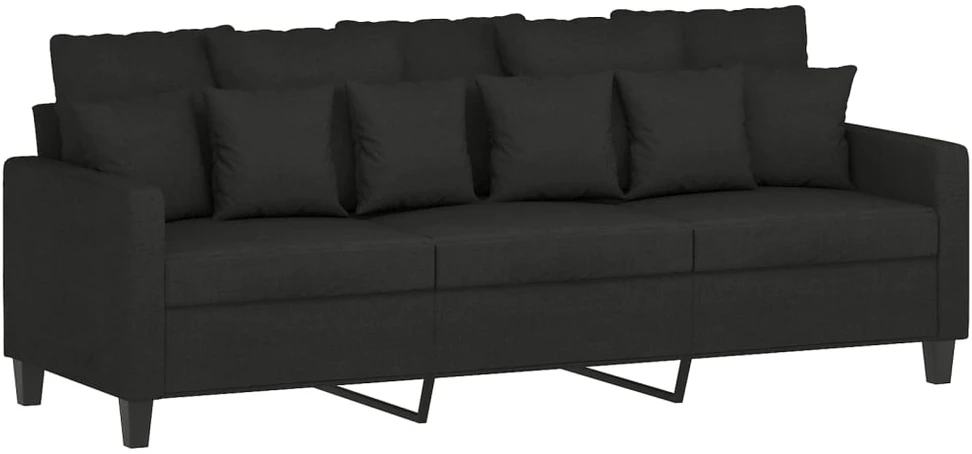 Sofa Sofos komplektas su pagalvėmis, 3 dalių, juodas, audinys