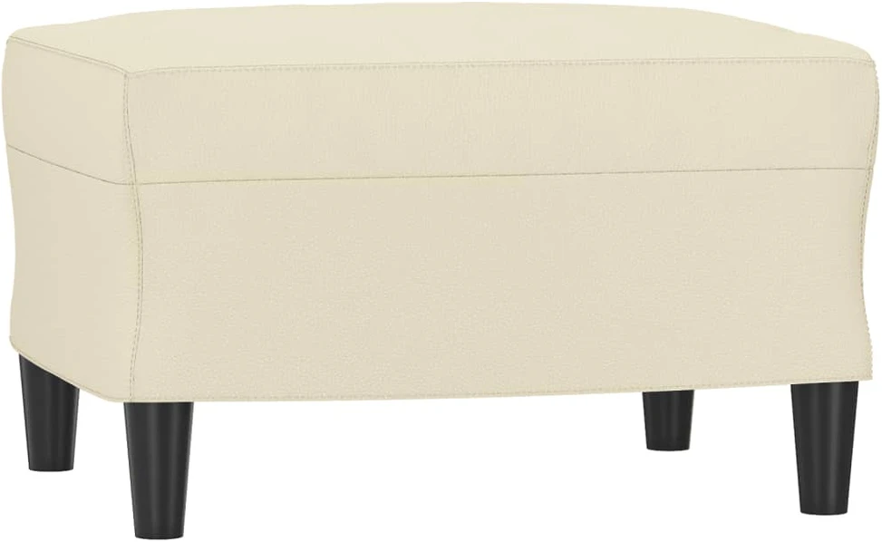 Sofa Sofos komplektas su pagalvėmis, 3 dalių, kreminis, dirbtinė oda