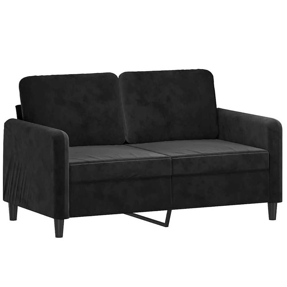 Sofa Sofos komplektas su pagalvėmis, 3 dalių, juodas, aksomas