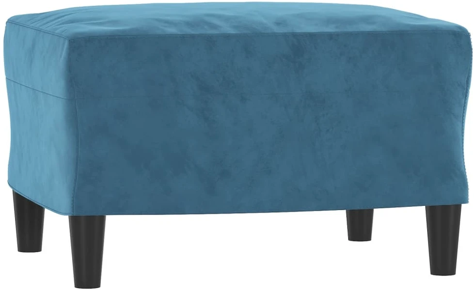 Sofa Sofos komplektas su pagalvėmis, 3 dalių, mėlynas, aksomas