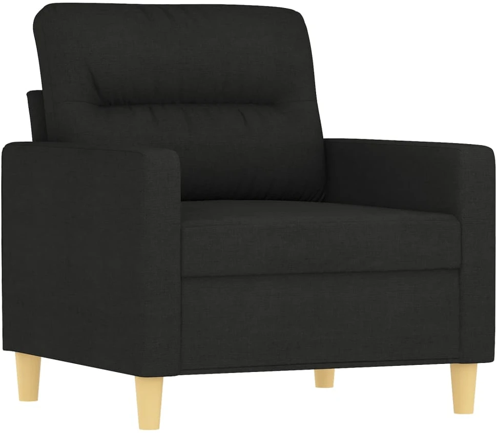 Sofa Sofos komplektas su pagalvėmis, 3 dalių, juodas, audinys