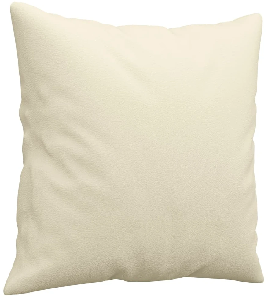 Sofa Sofos komplektas su pagalvėmis, 3 dalių, kreminis, dirbtinė oda