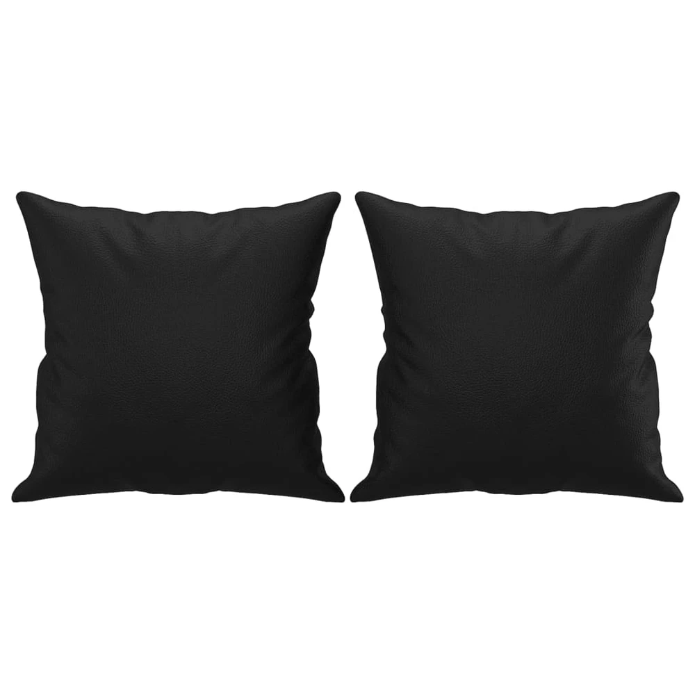 Sofa Sofos komplektas su pagalvėmis, 3 dalių, juodas, dirbtinė oda