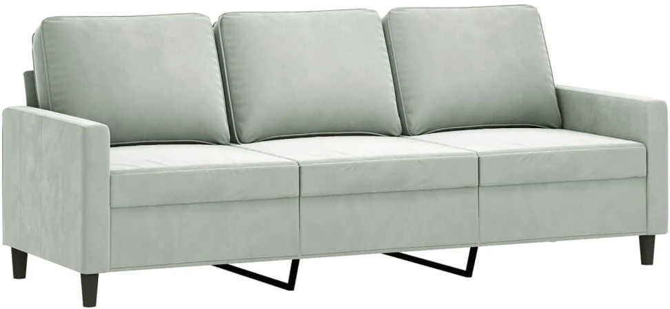 Sofa Sofos komplektas su pagalvėmis, 3 dalių, pilkas, aksomas