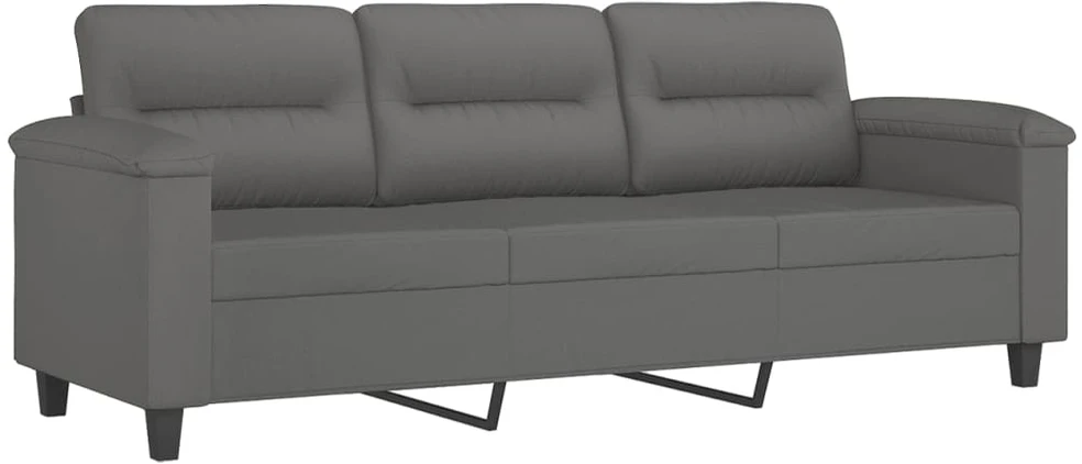 Sofa Sofos komplektas su pagalvėmis, 3 dalių, pilkas, audinys