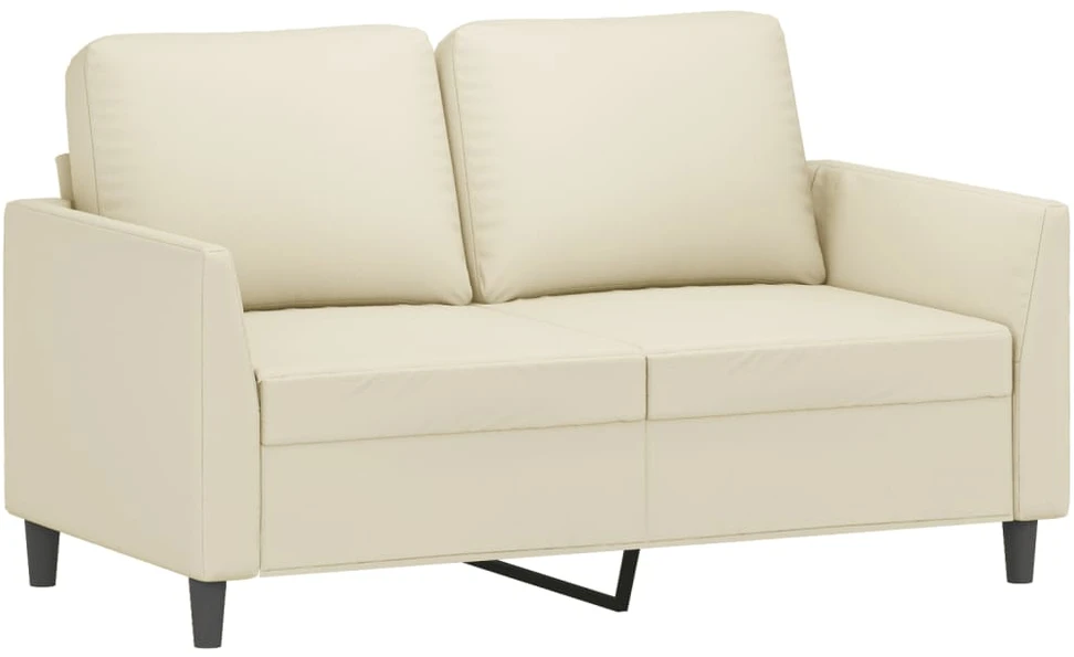 Sofa Sofos komplektas su pagalvėmis, 3 dalių, kreminis, dirbtinė oda