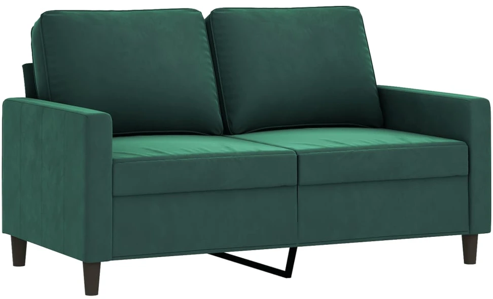Sofa Sofos komplektas su pagalvėmis, 4 dalių, žalias, aksomas
