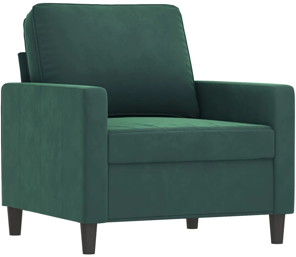 Sofa Sofos komplektas su pagalvėmis, 4 dalių, žalias, aksomas
