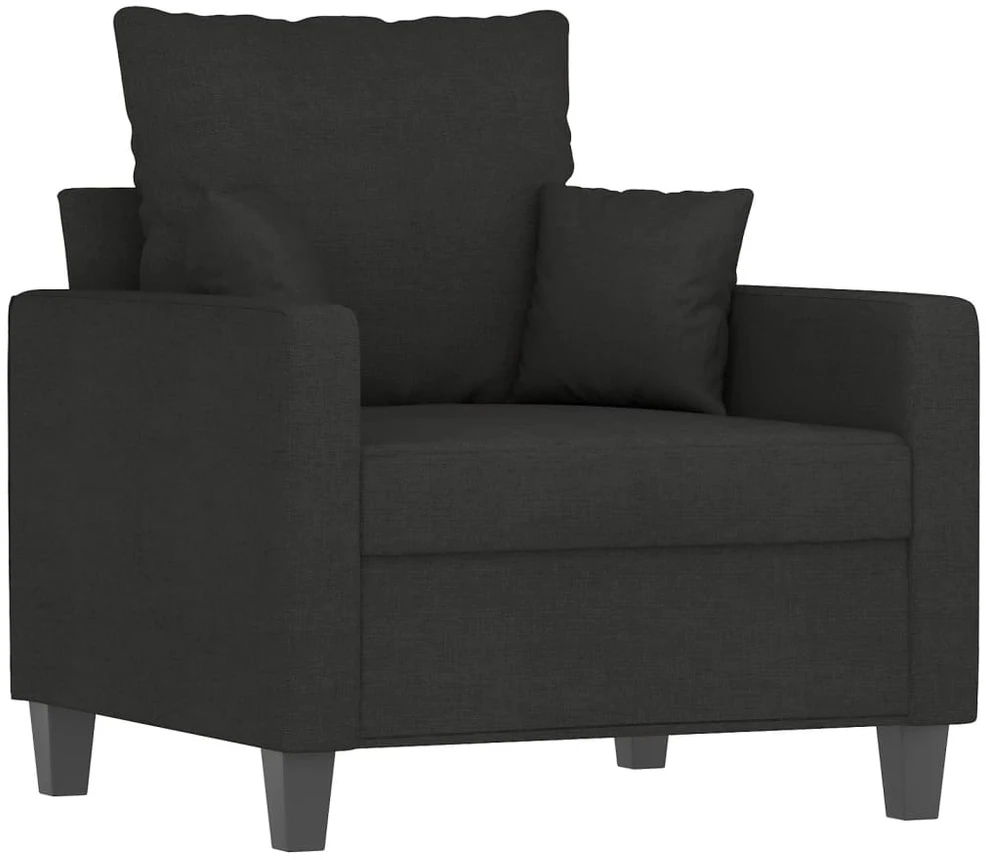 Sofa Sofos komplektas su pagalvėmis, 4 dalių, juodas, audinys
