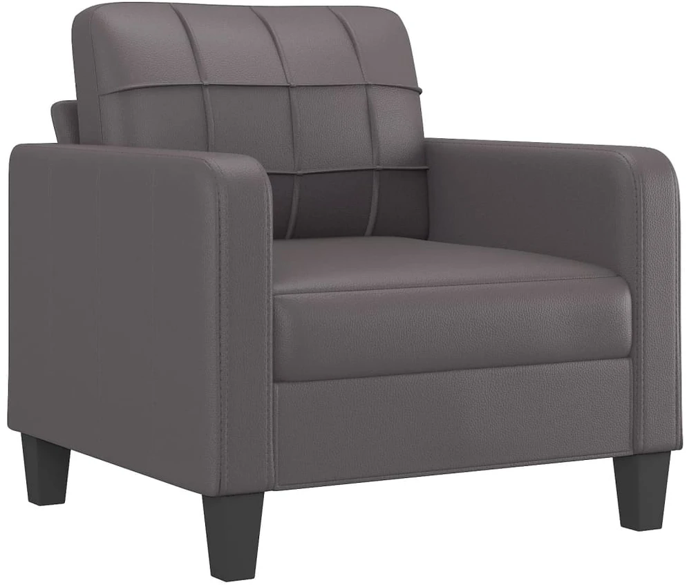 Sofa Sofos komplektas su pagalvėmis, 4 dalių, pilkas, dirbtinė oda