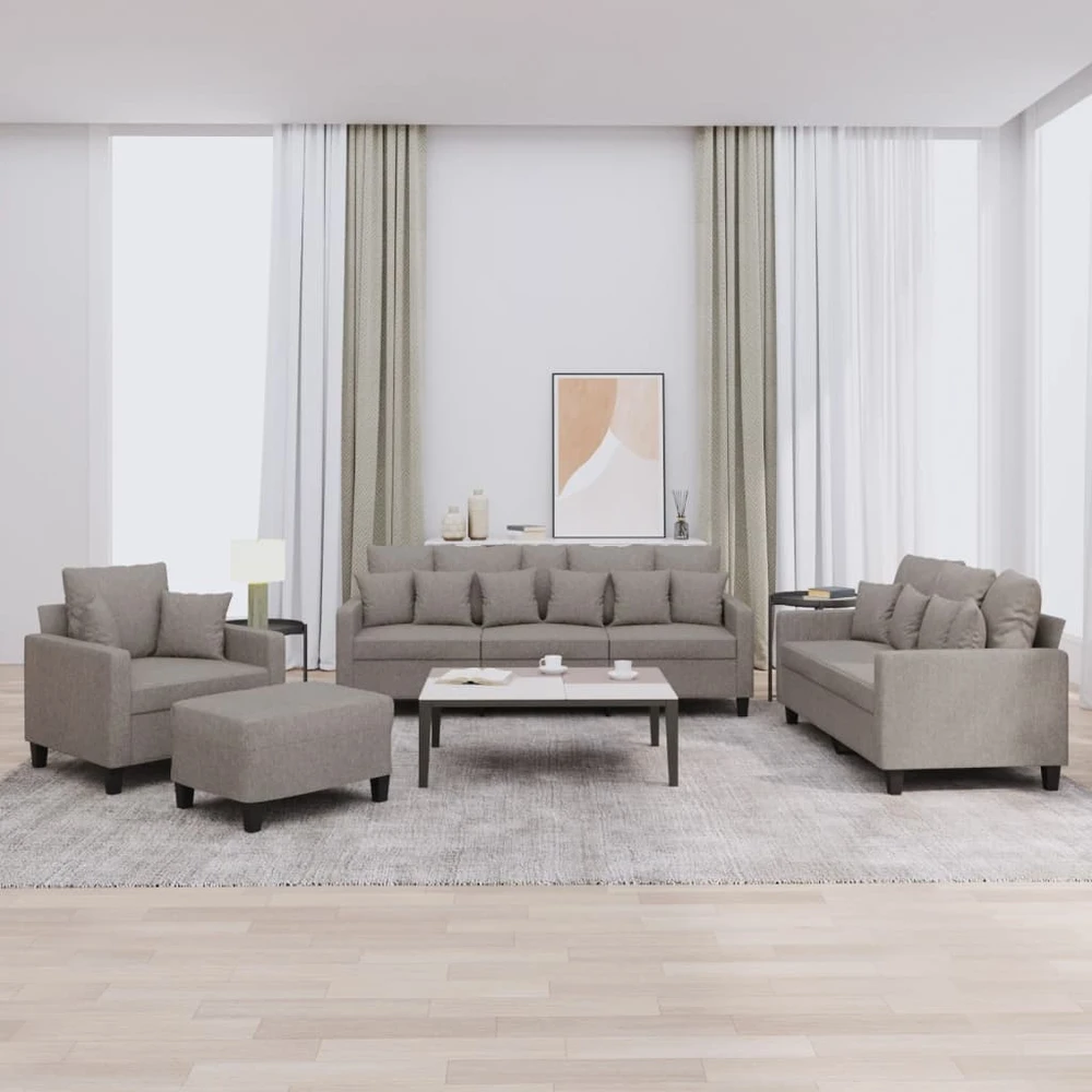 Sofa Sofos komplektas su pagalvėmis, 4 dalių, taupe, audinys
