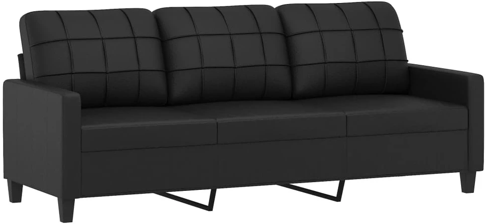 Sofa Sofos komplektas su pagalvėmis, 4 dalių, juodas, dirbtinė oda