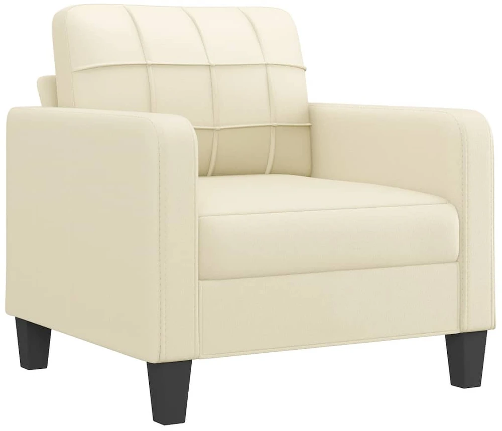Sofa Sofos komplektas su pagalvėmis, 4 dalių, kreminis, dirbtinė oda