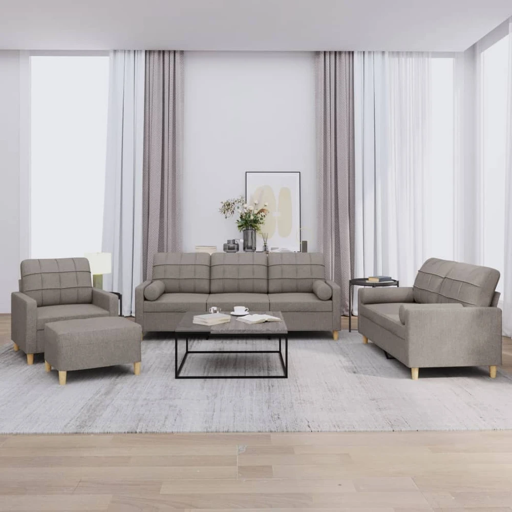 Sofa Sofos komplektas su pagalvėmis, 4 dalių, taupe, audinys