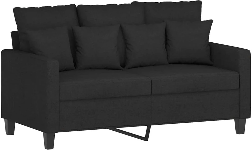 Sofa Sofos komplektas su pagalvėmis, 4 dalių, juodas, audinys
