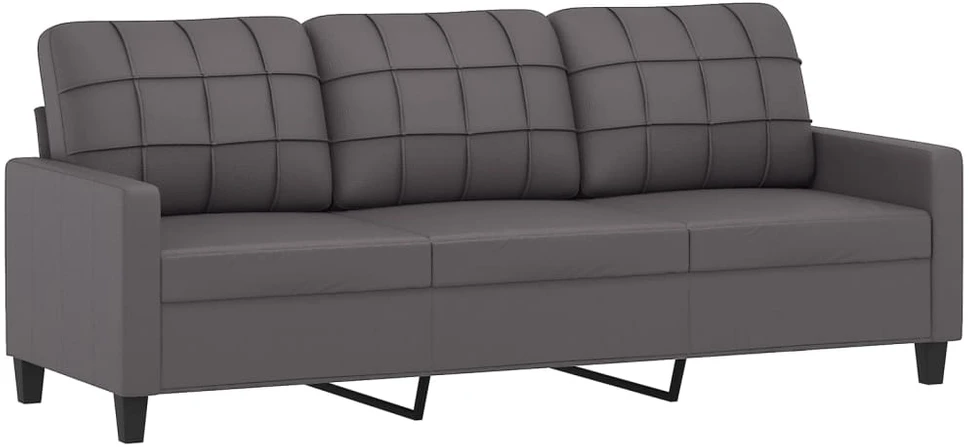 Sofa Sofos komplektas su pagalvėmis, 4 dalių, pilkas, dirbtinė oda