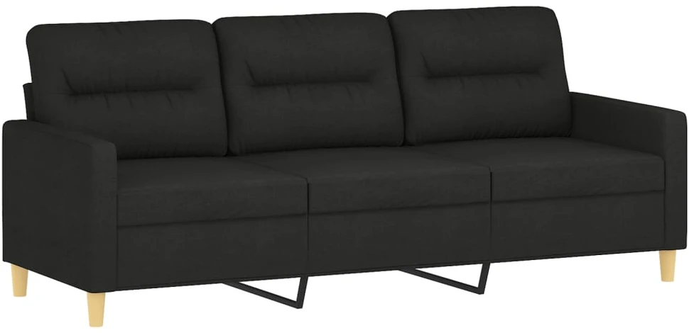 Sofa Sofos komplektas su pagalvėmis, 4 dalių, juodas, audinys