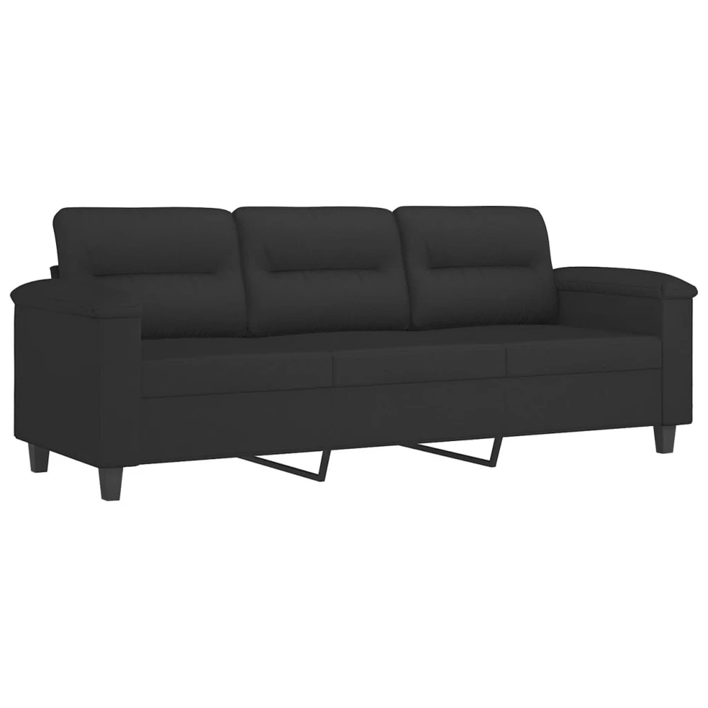 Sofa Sofos komplektas su pagalvėmis, 4 dalių, juodas, audinys