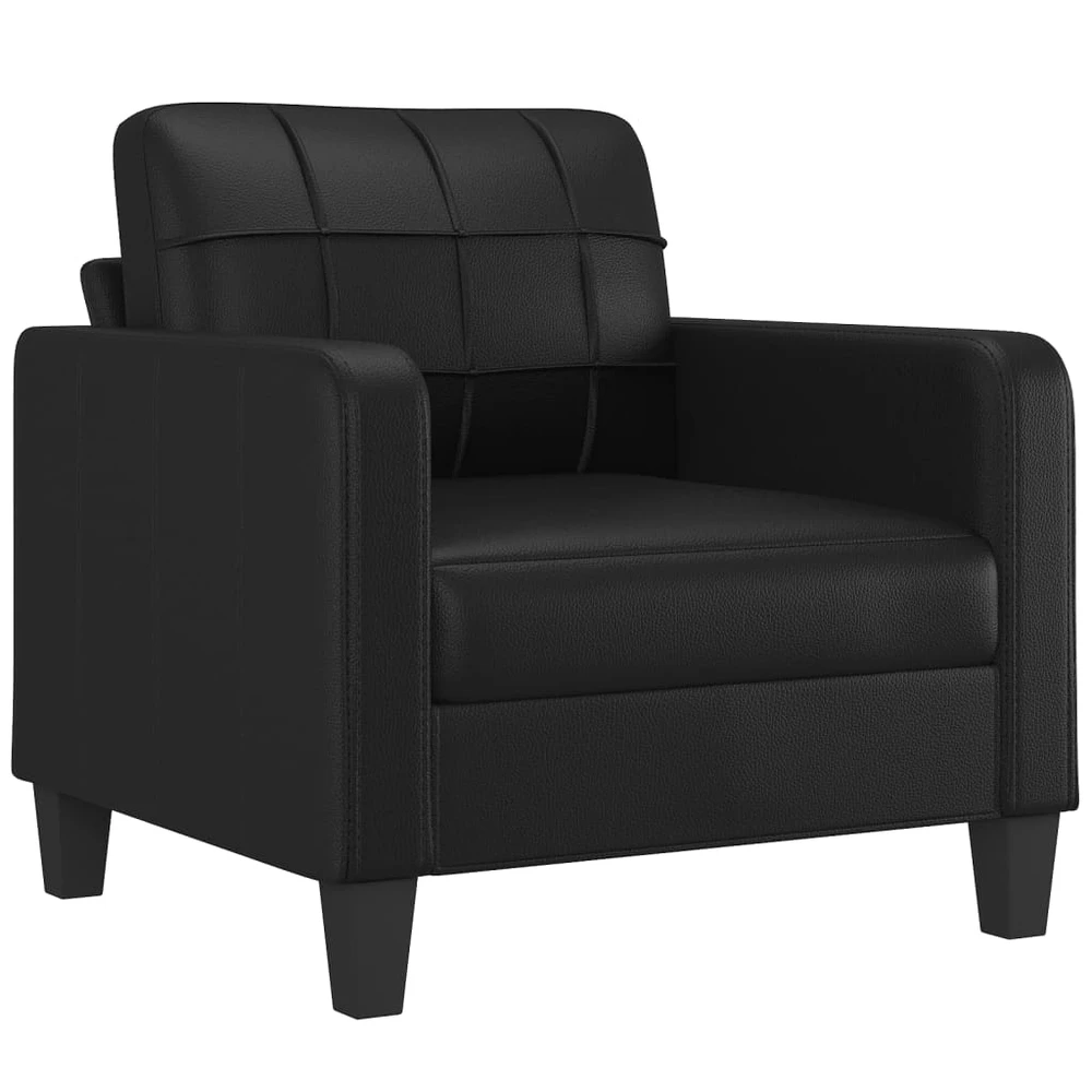 Sofa Sofos komplektas su pagalvėmis, 4 dalių, juodas, dirbtinė oda