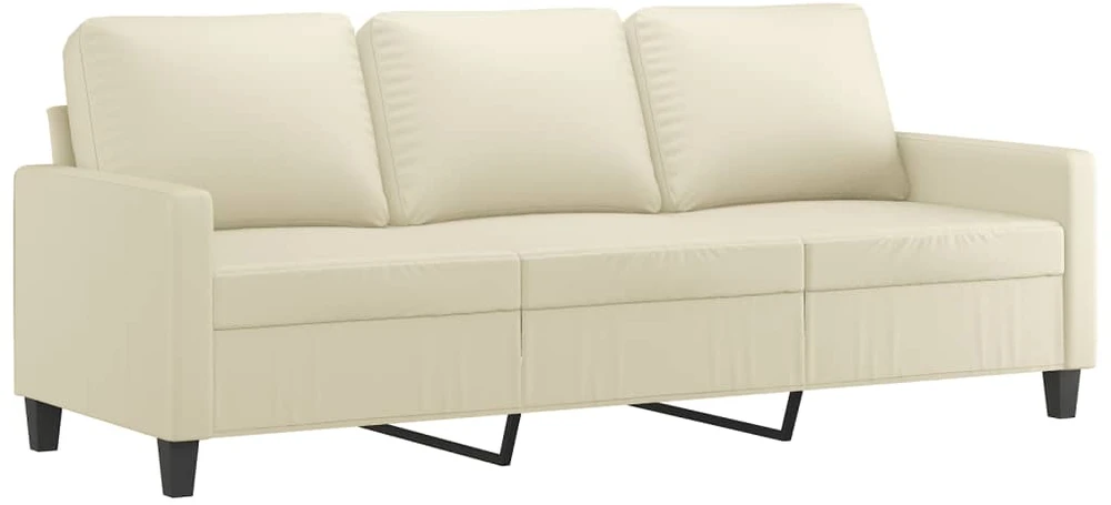 Sofa Sofos komplektas su pagalvėmis, 4 dalių, kreminis, dirbtinė oda
