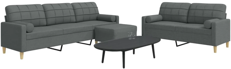 Sofa Sofos komplektas su pagalvėmis/pakoja, 3 dalių, pilka, audinys