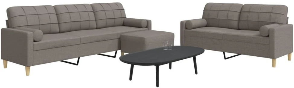 Sofa Sofos komplektas su pagalvėmis/pakoja, 3 dalių, taupe, audinys