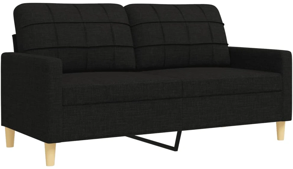 Sofa Sofos komplektas su pagalvėmis/pakoja, 3 dalių, juoda, audinys