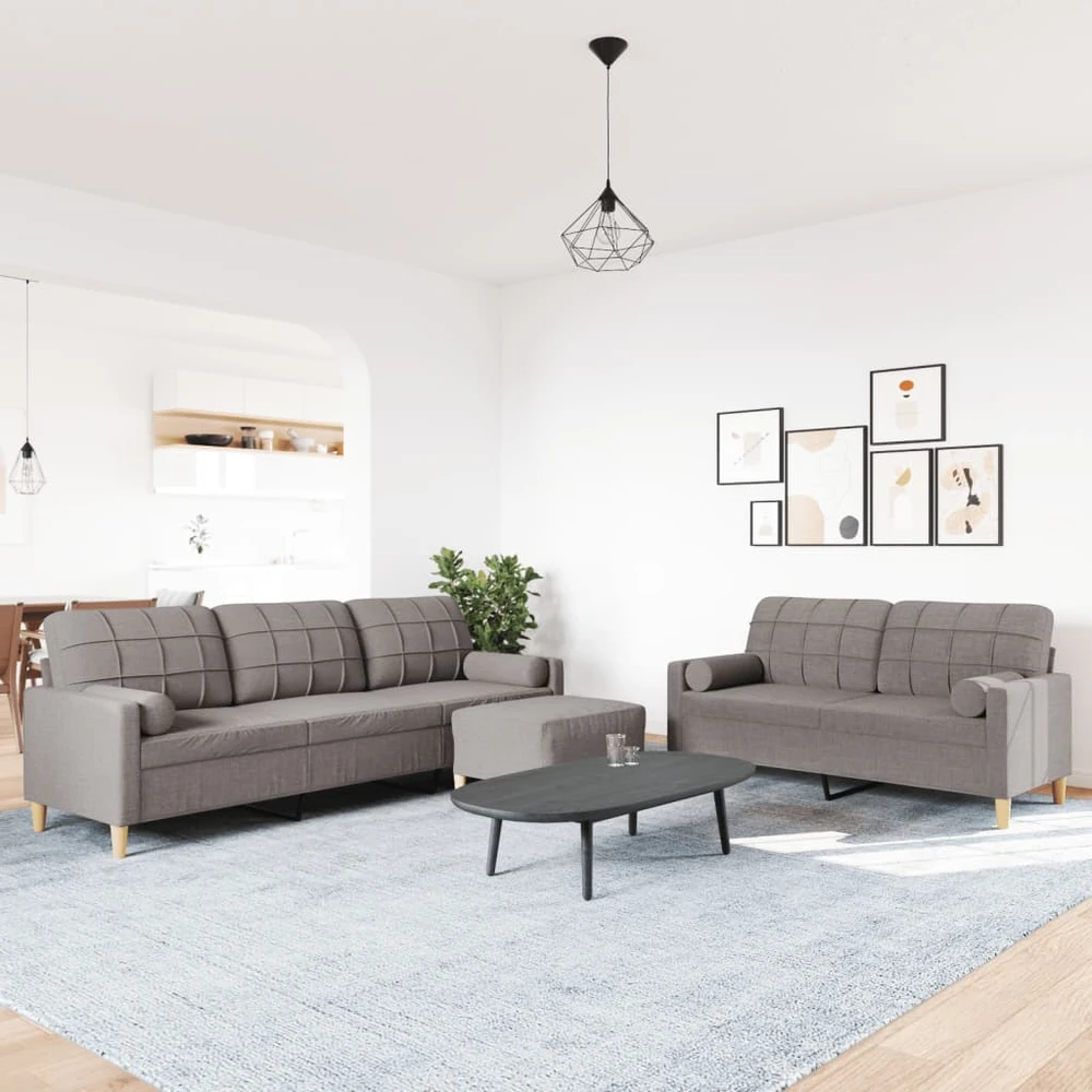 Sofa Sofos komplektas su pagalvėmis/pakoja, 3 dalių, taupe, audinys