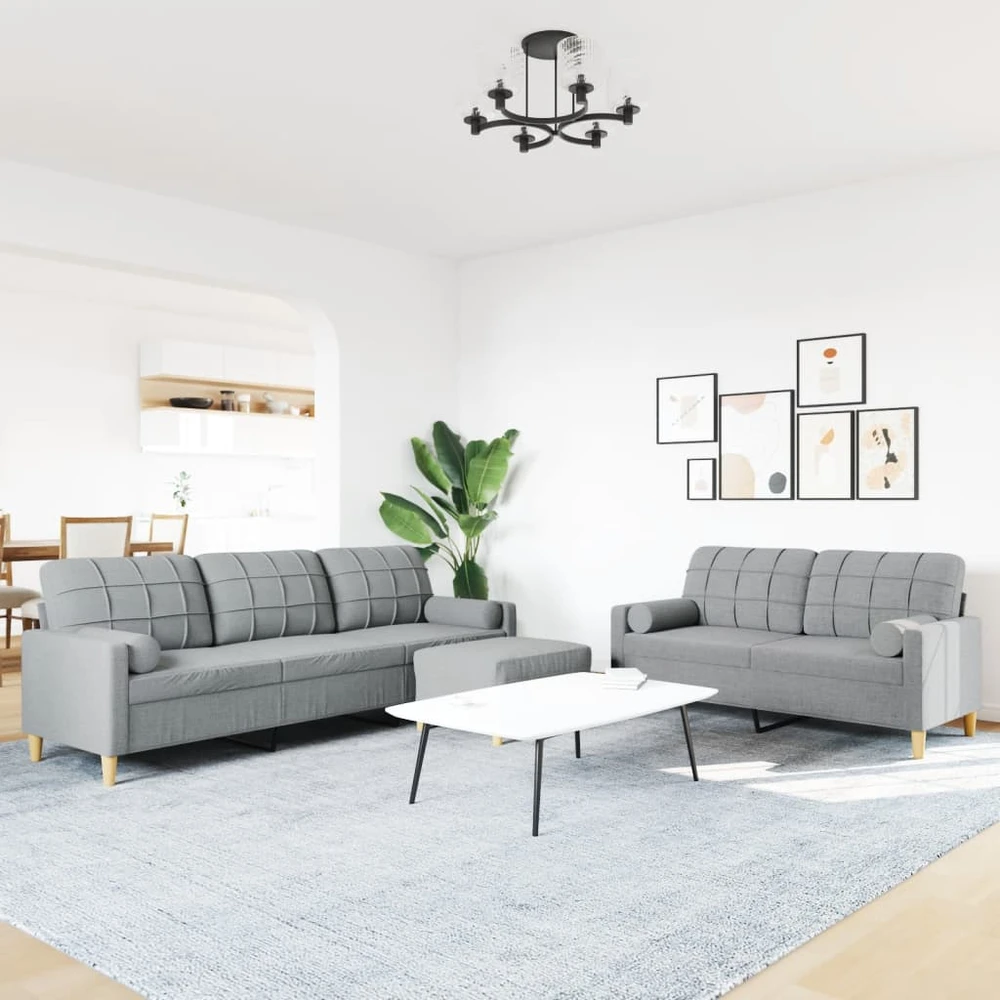 Sofa Sofos komplektas su pagalvėmis/pakoja, 3 dalių, taupe, audinys