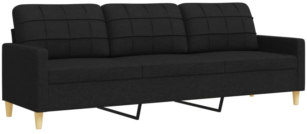 Sofa Sofos komplektas su pagalvėmis/pakoja, 3 dalių, juoda, audinys