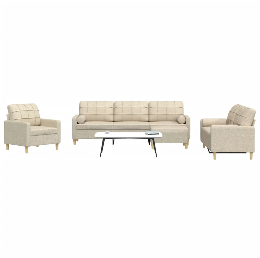 Sofa Sofos komplektas su pagalvėmis/pakoja, 4 dalių, kreminė