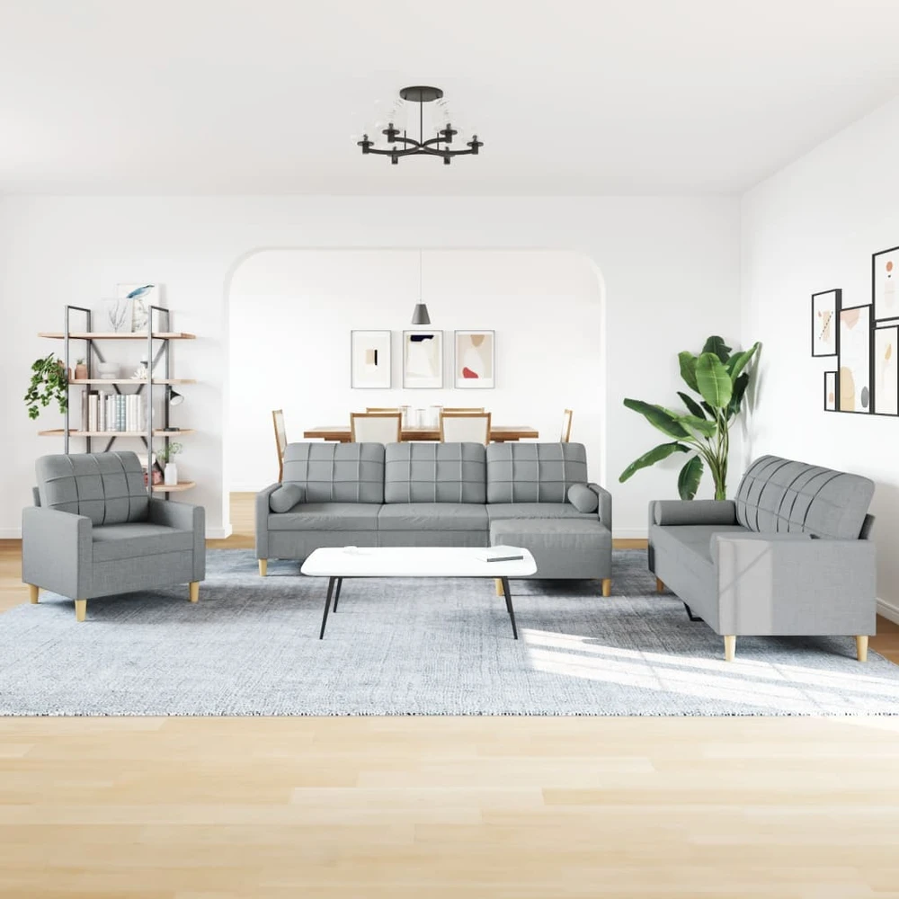 Sofa Sofos komplektas su pagalvėmis/pakoja, 4 dalių, taupe, audinys