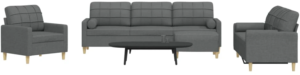 Sofa Sofos komplektas su pagalvėmis/pakoja, 4 dalių, pilka, audinys
