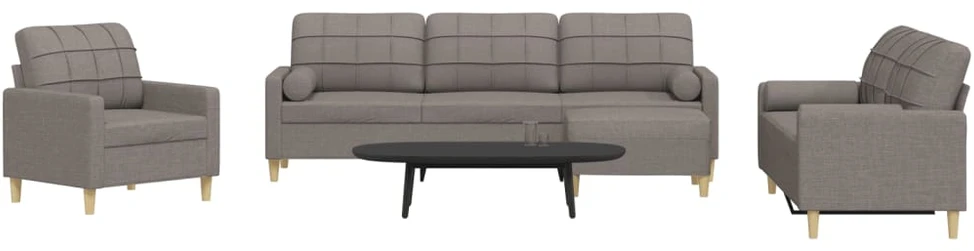 Sofa Sofos komplektas su pagalvėmis/pakoja, 4 dalių, taupe, audinys