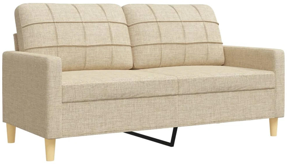 Sofa Sofos komplektas su pakoja, 3 dalių, kreminis, audinys
