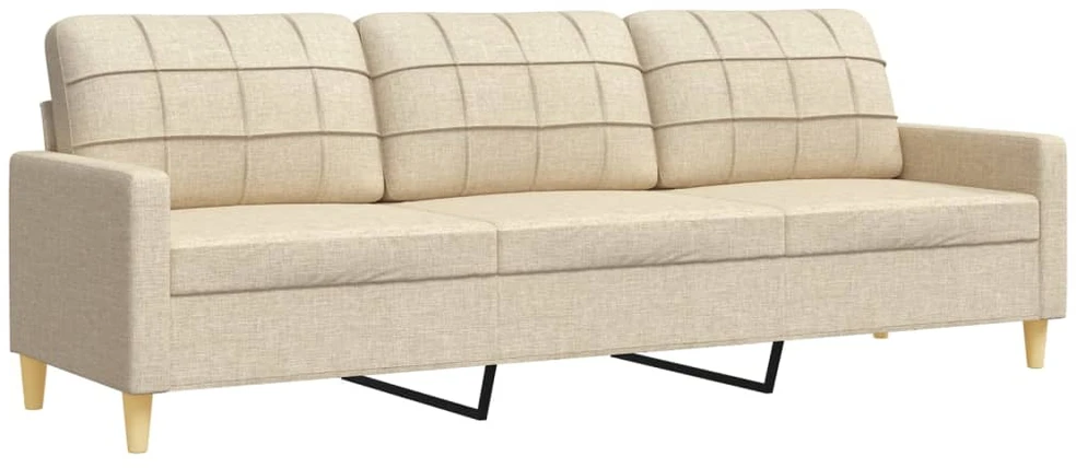 Sofa Sofos komplektas su pakoja, 3 dalių, kreminis, audinys