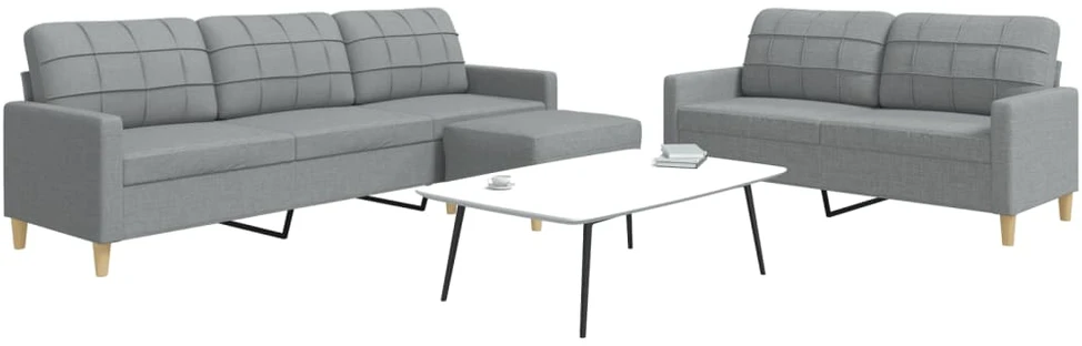 Sofa Sofos komplektas su pakoja, 3 dalių, pilkas, audinys