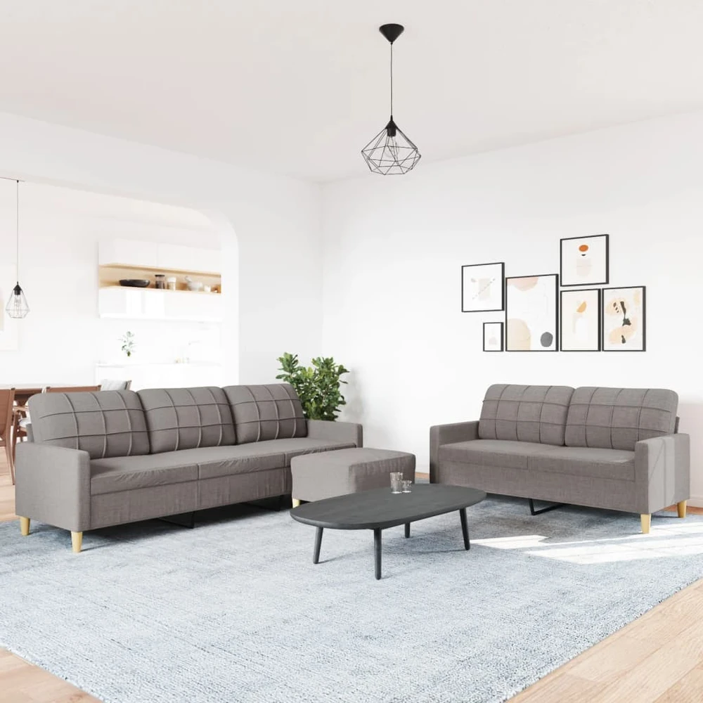 Sofa Sofos komplektas su pakoja, 3 dalių, taupe, audinys