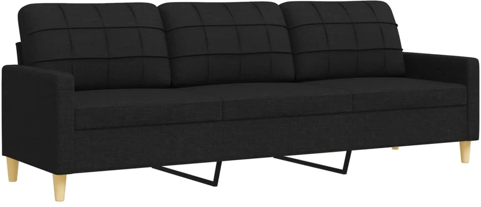 Sofa Sofos komplektas su pakoja, 4 dalių, juodas, audinys